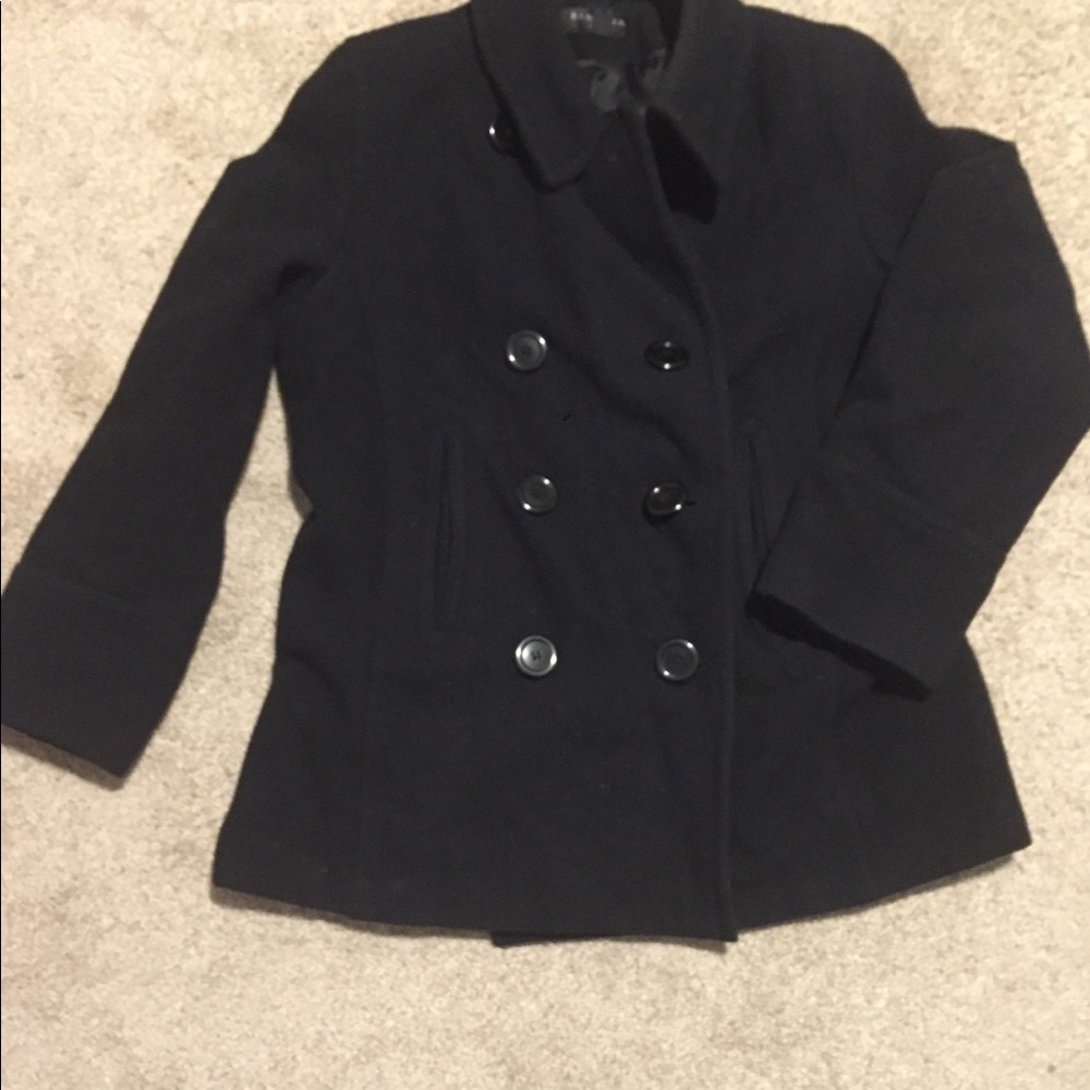 Large black peacoat