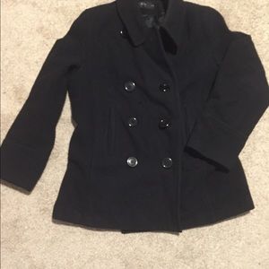 Large black peacoat