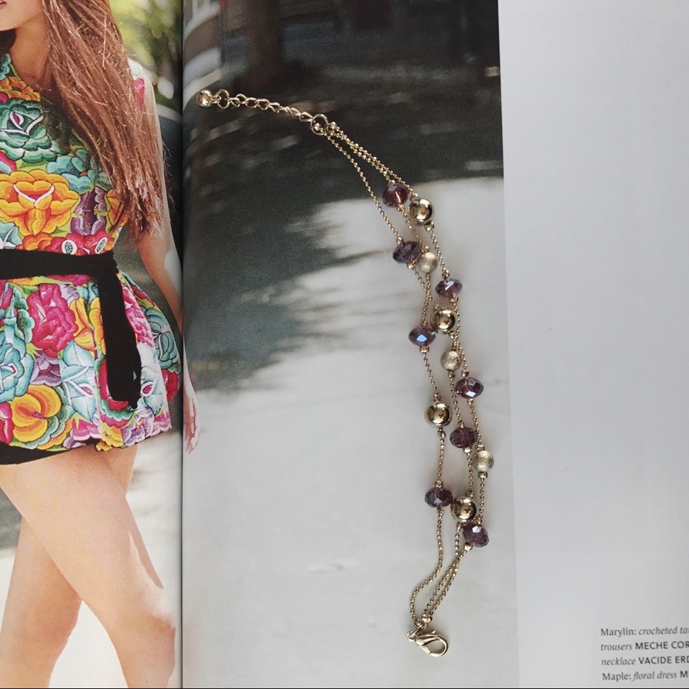 NWOT Bracelet with purple and gold beads
