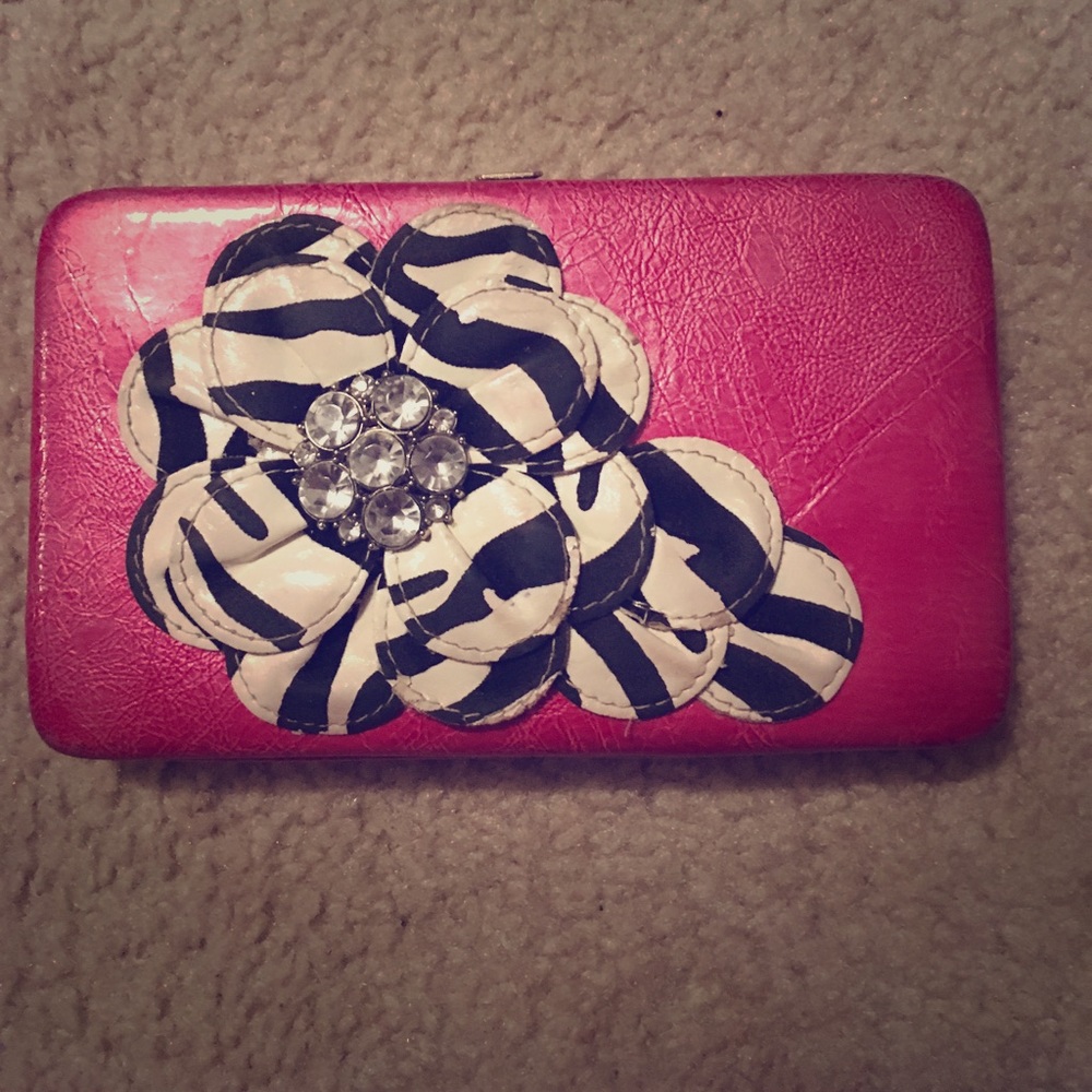 Pink Zebra Flower Charming Charlie Clutch Jewels