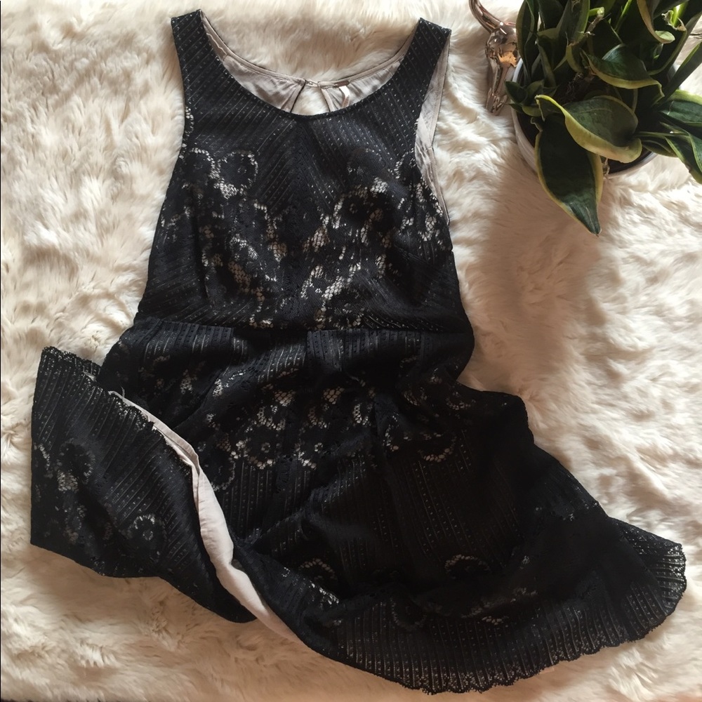Free People Black Lace Keyhole A-Line Dress