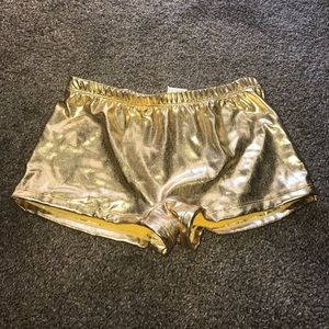 gold metallic booty shorts