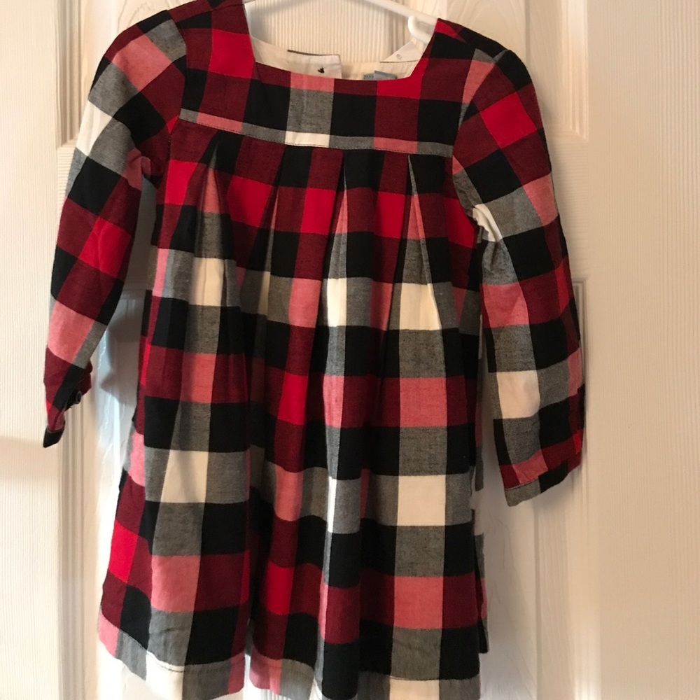 Red, white, and black checkered toddler dress