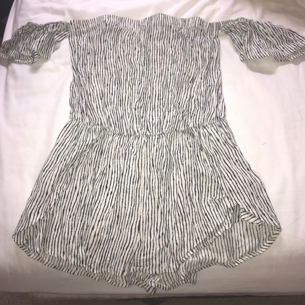 Lulu's striped off the shoulder romper