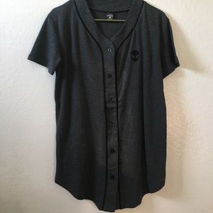 Embroidered Alien Buttoned