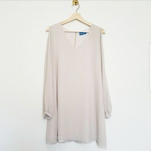 Willy Jays Cream Long Split Sleeve Shift Dress