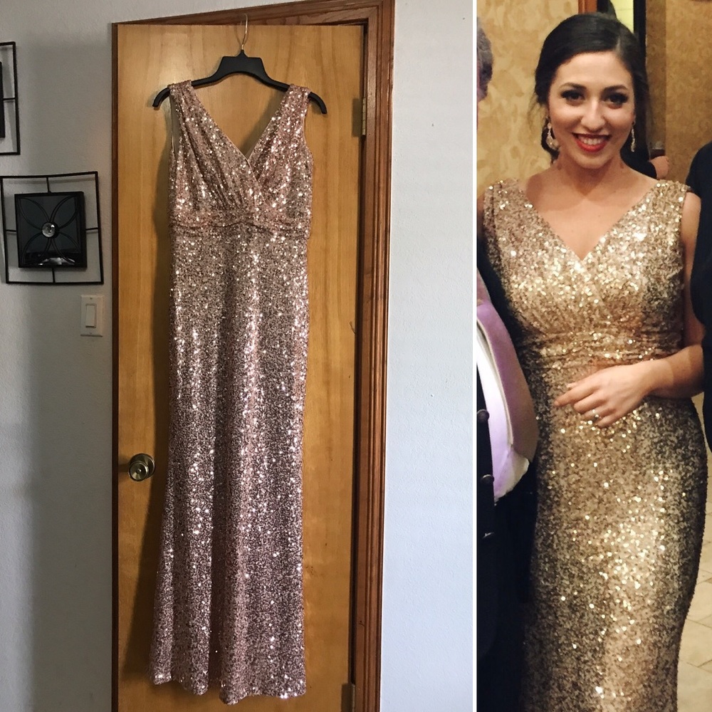 Badgley Mischka rose gold sequence dress!