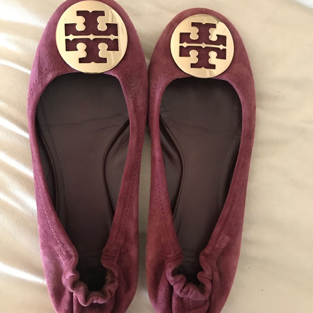 Tory Burch Reva Flat Suede Maroon