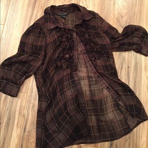 Plaid ruffle blouse