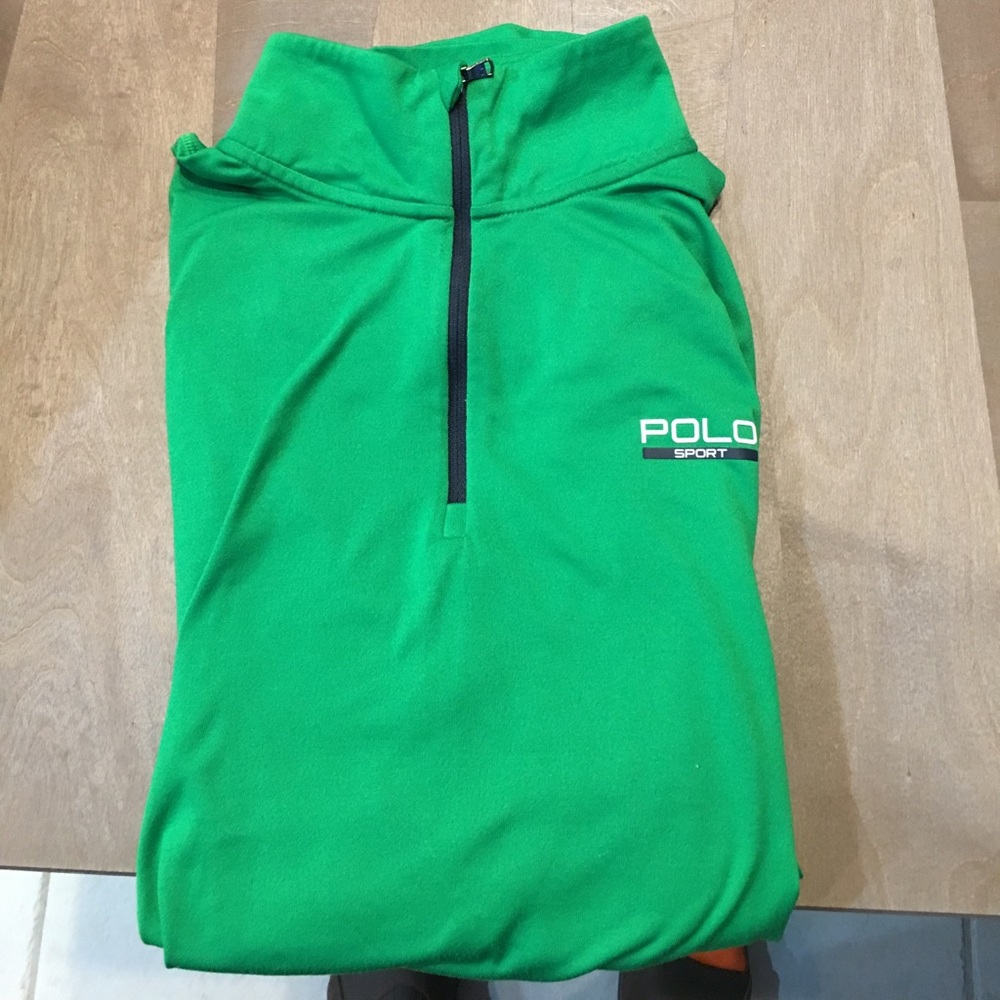 Green polo quarter zip