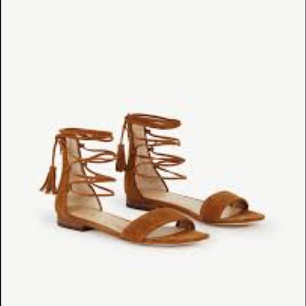 ANN TAYLOR BROWN TIE UP SANDALS