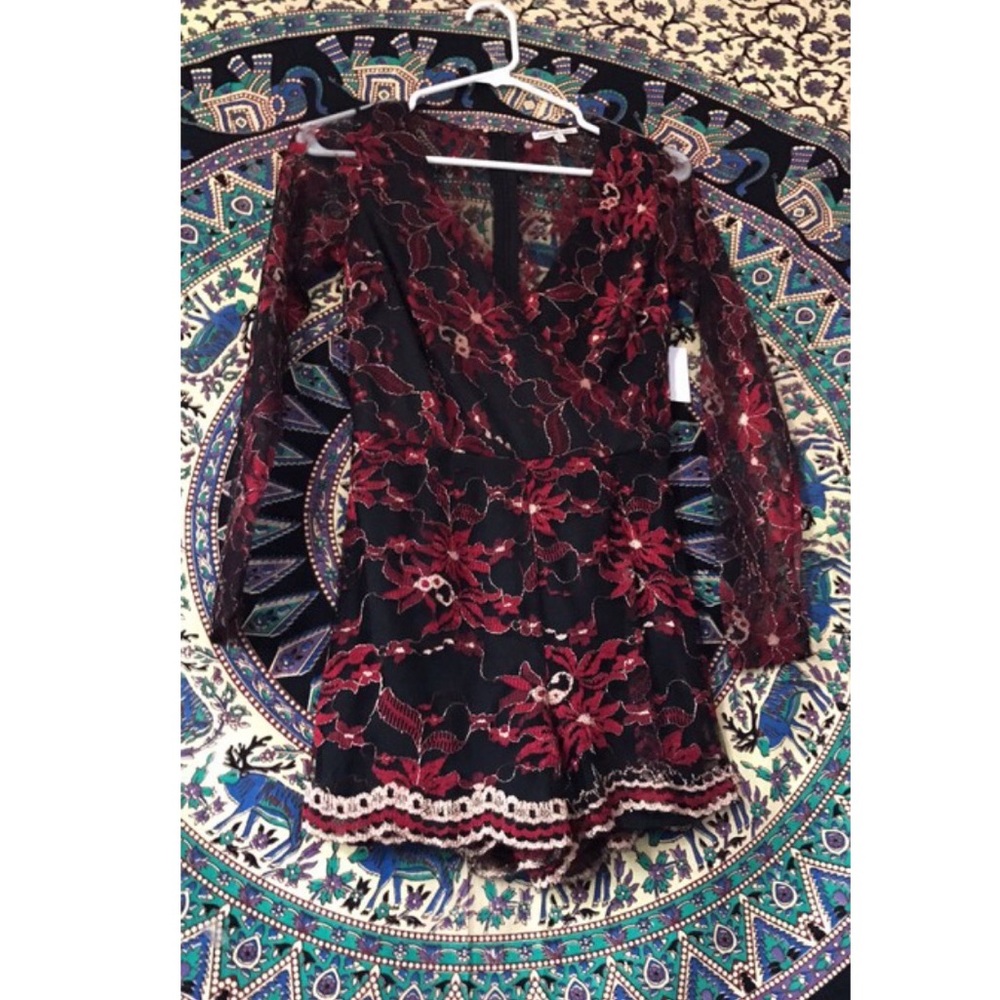Floral lace romper