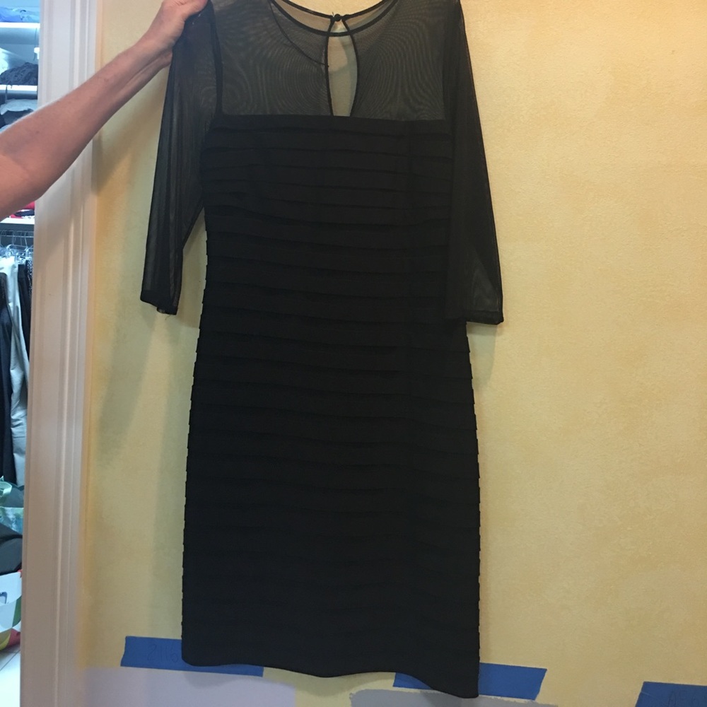 Adrianna papell black dress with  mesh top