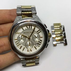 Michael Kors Camille Silver Gold Chronograph Watch
