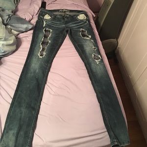 Patched blue jeans