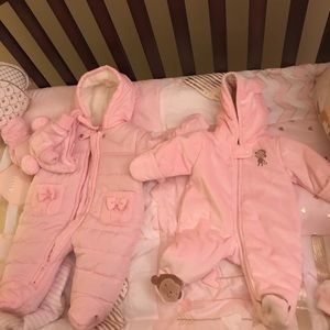 Newborn girl snowsuit & winter snuggie suit
