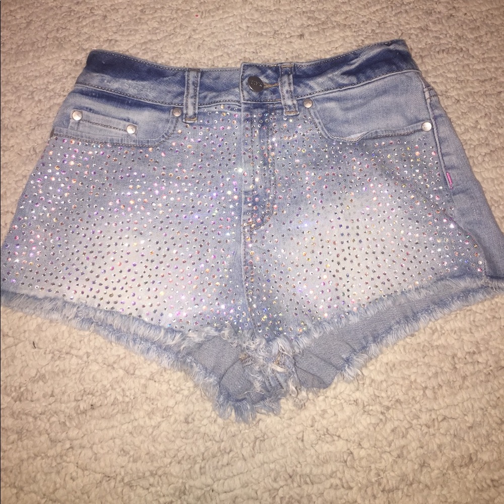 Rhinestone PINK jean shorts