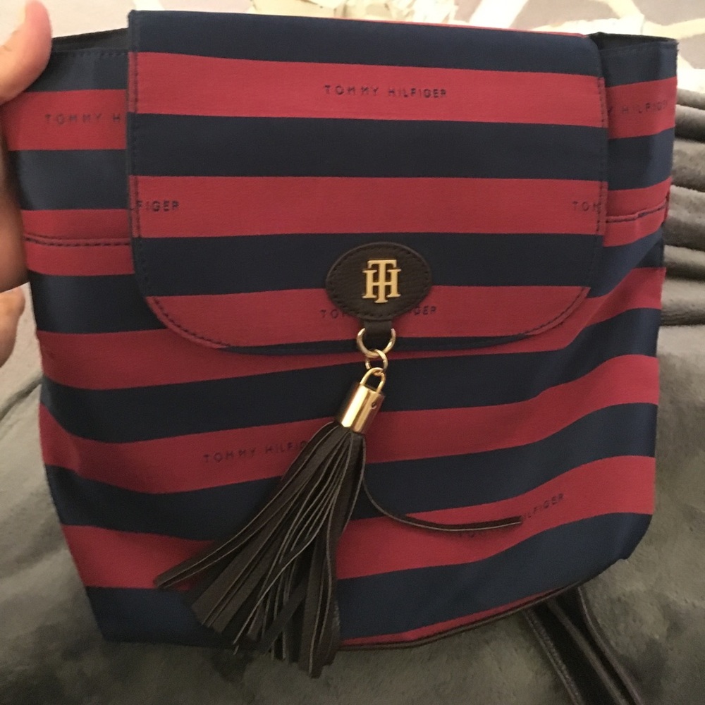 Navy and Maroon Tommy Hilfiger Backpack