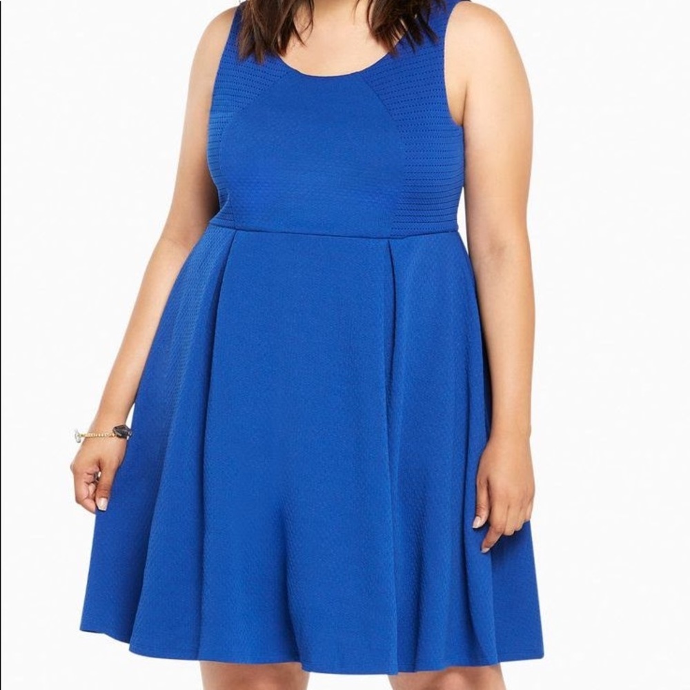 NWT Torrid Sz 1 Textured Blue Skater Dress