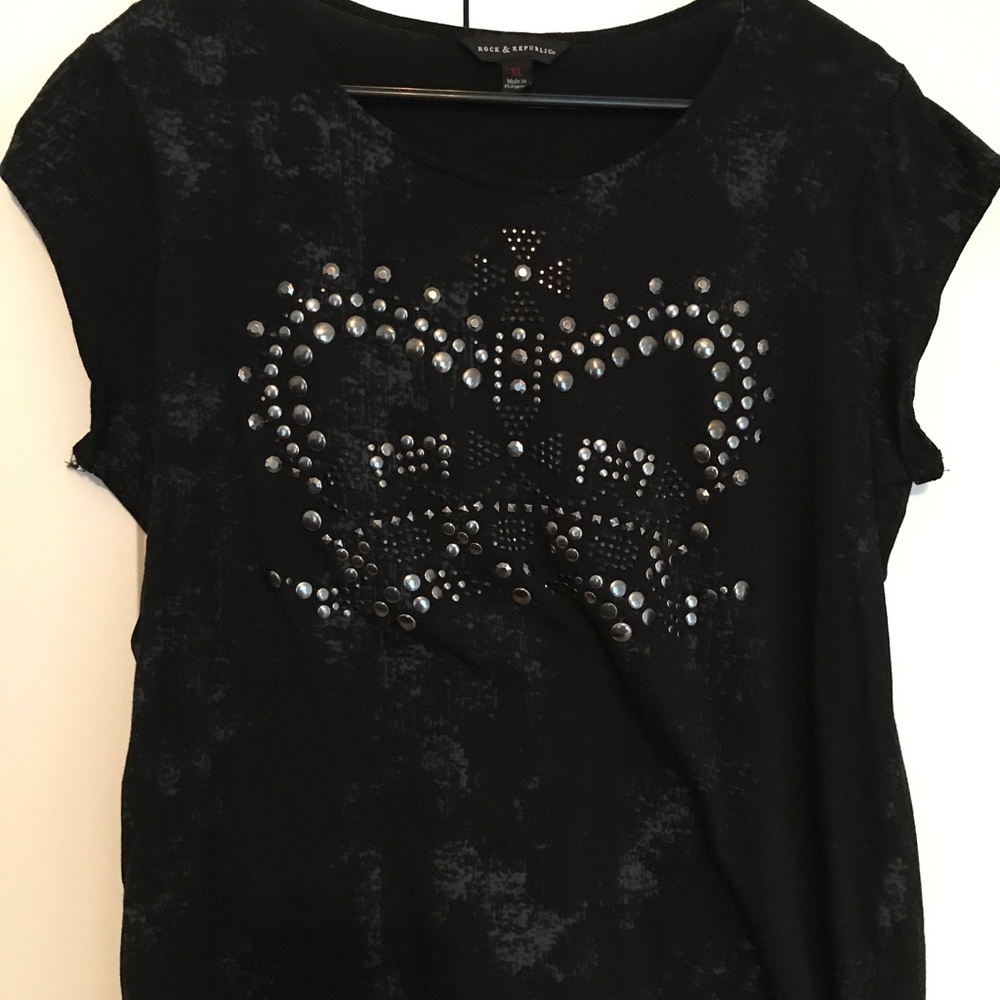 Rock & Republic Women's XL Black Very Short Sleeve
