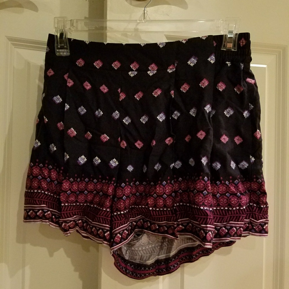 Purple Shorts With Floral Accents