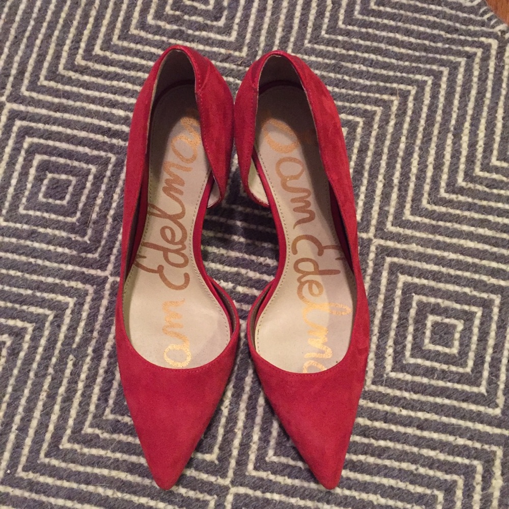 Red Suede Sam Edelman heels 6 1/2