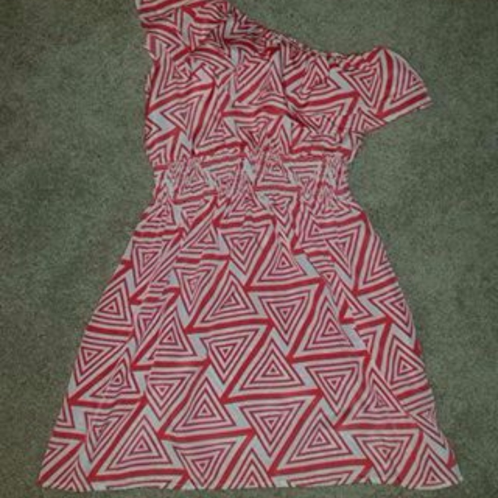 Orange and Cream one-shoulder dress