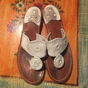 White Size 7 Jack Roger Whipstitched Flip Flop