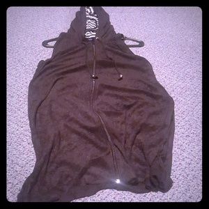 Black sleeveless swim suit cover up