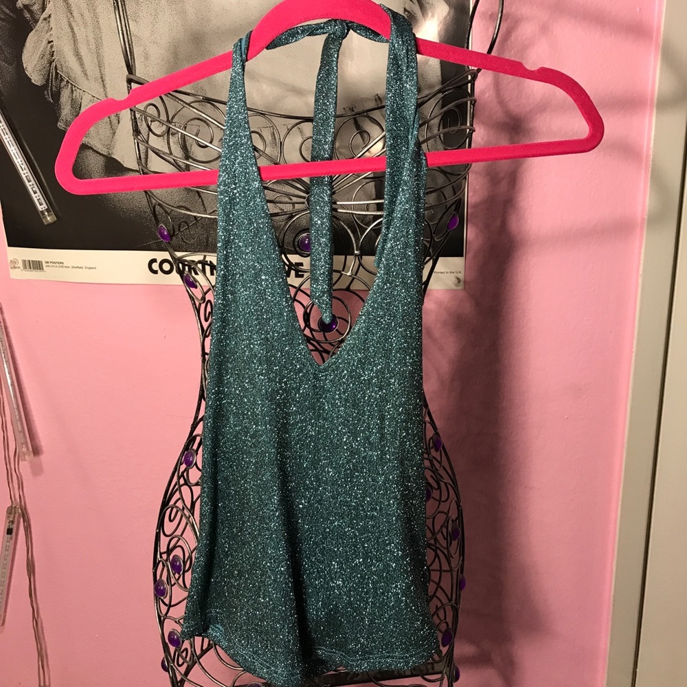 TopShop Blue Glitter Halter