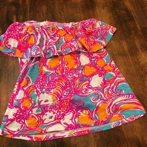 Lilly Pulitzer ruffle strapless top