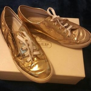 Coach sneakers size 7M gold