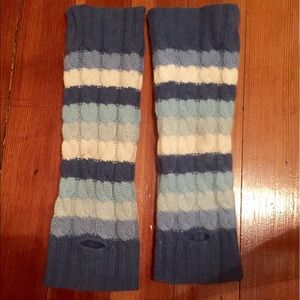 Cashmere Ralph Lauren Blue Striped Arm Warmers