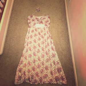 Coral Floral Cut Out Maxi Dress