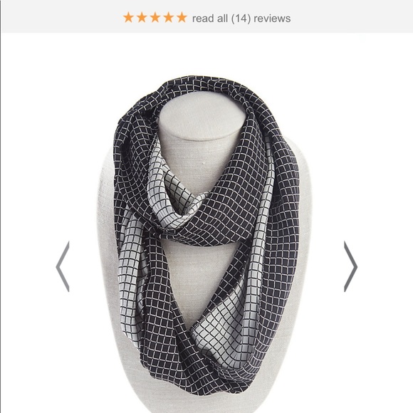 J.jill Silk windowpane print infinity scarf - Picture 2 of 8