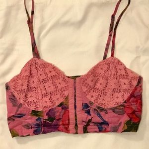 Pink lace Crop top