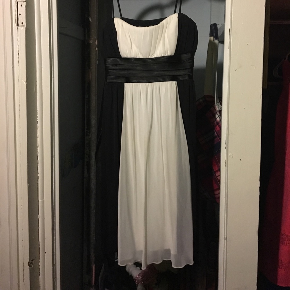 Black and white sheer layer dress