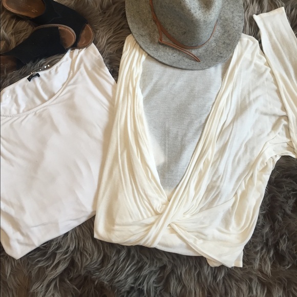 Front-Twist Slouchy Top + Over-sized White T-Shirt - Picture 1 of 3