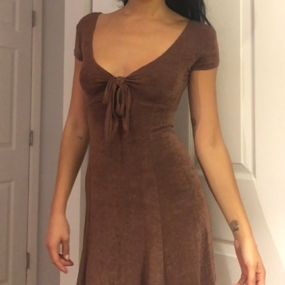 Stretchy V Neck Swing Dress