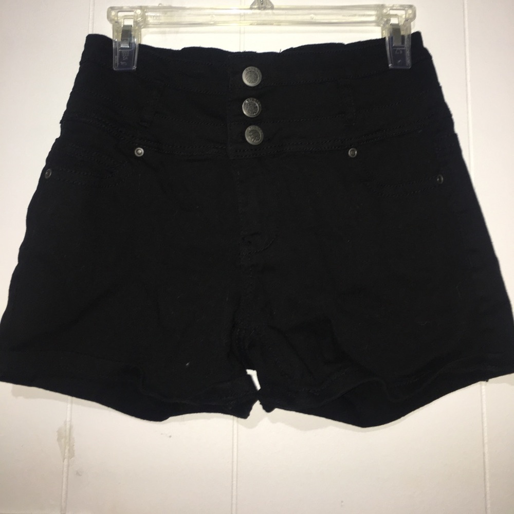 black jean shorts