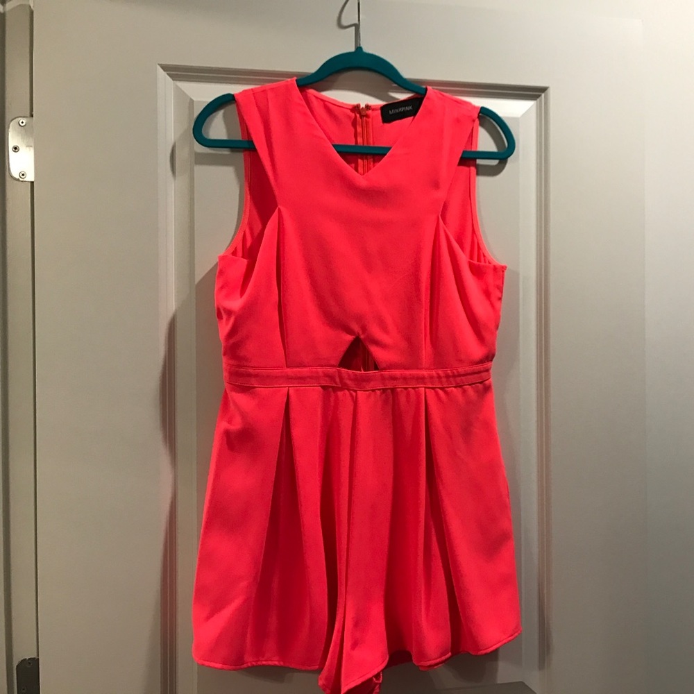 MINKPINK Hot Pink Romper with Cut Out Detail Sz L