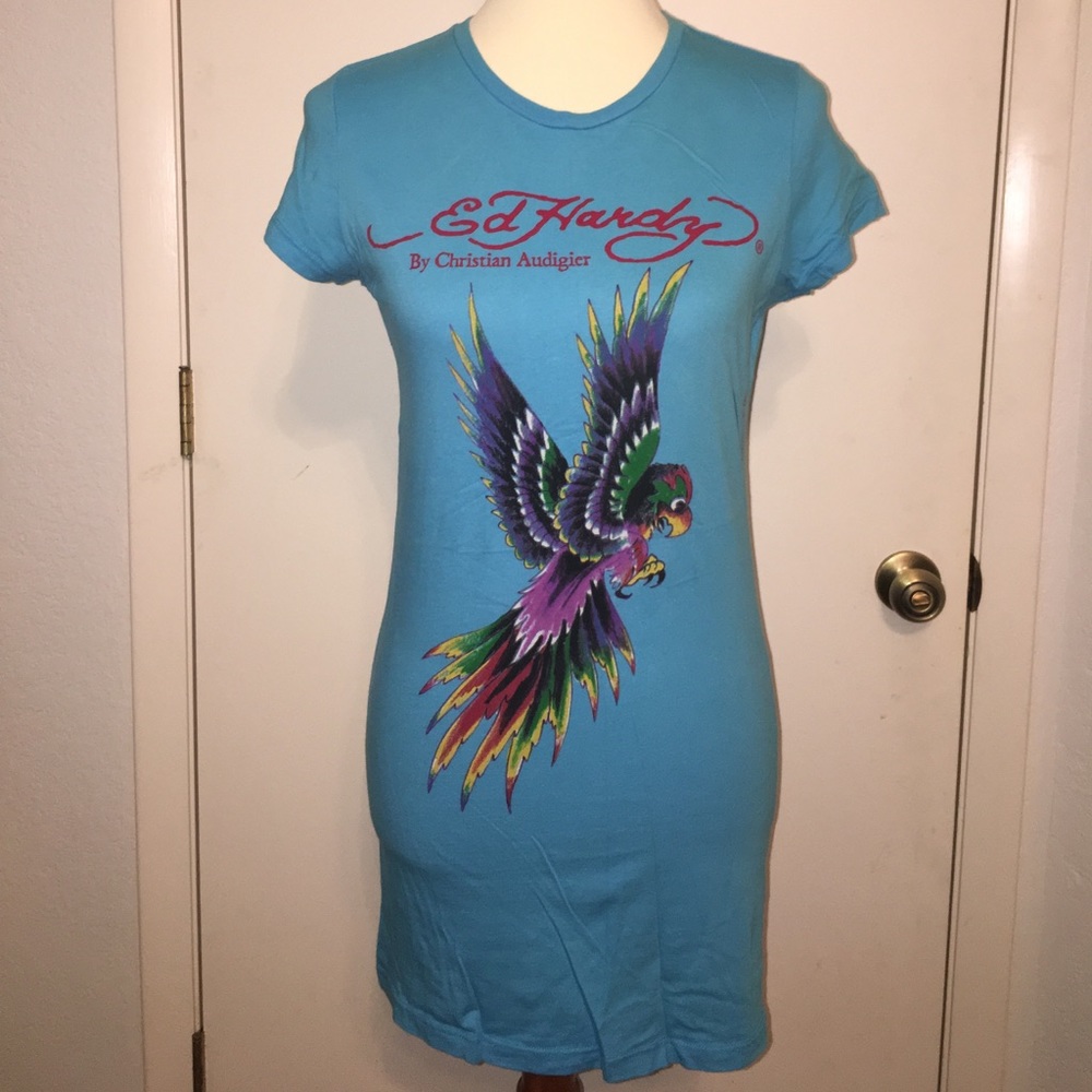 Ed Hardy / Blue Long Phoenix Tee / Sz L