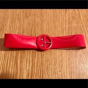 Vintage Red Faux Patent Leather Belt