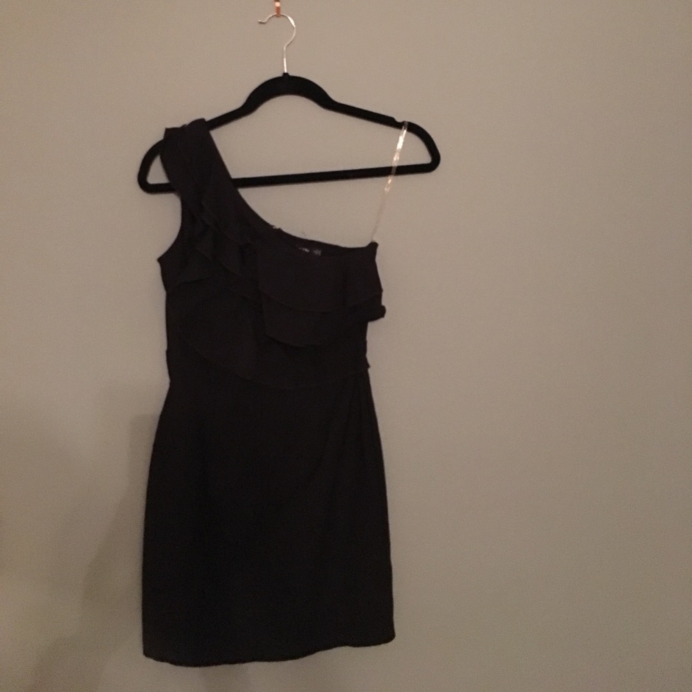 One should triple ruffle black dress