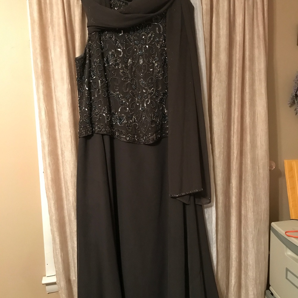 Charcoal gray formal dress, long