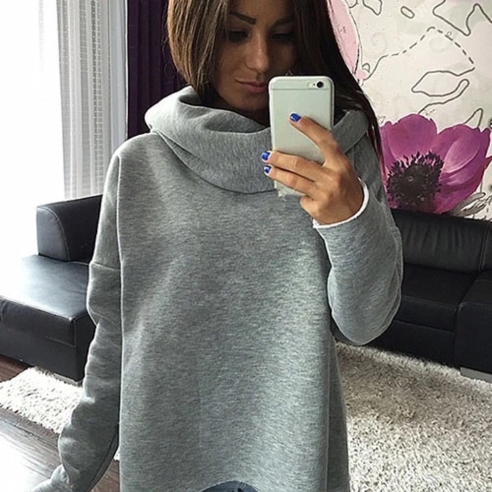 2 LEFT!  New Cowl Neck hi low sweat shirt - Picture 2 of 4