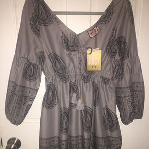 🆕Juicy Couture Light Carbon Paisley VNeck Tunic S