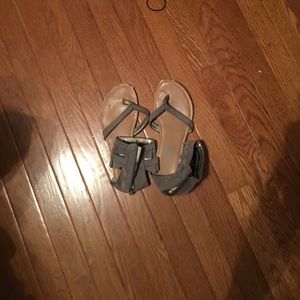 Grey flats wrap around ankle