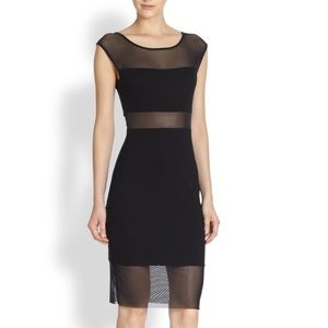 Bailey 44 Black Stretch Jersey Mesh Paneled Dress