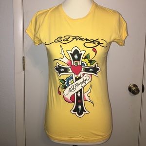 Ed Hardy / Yellow Cross Tee / Sz L